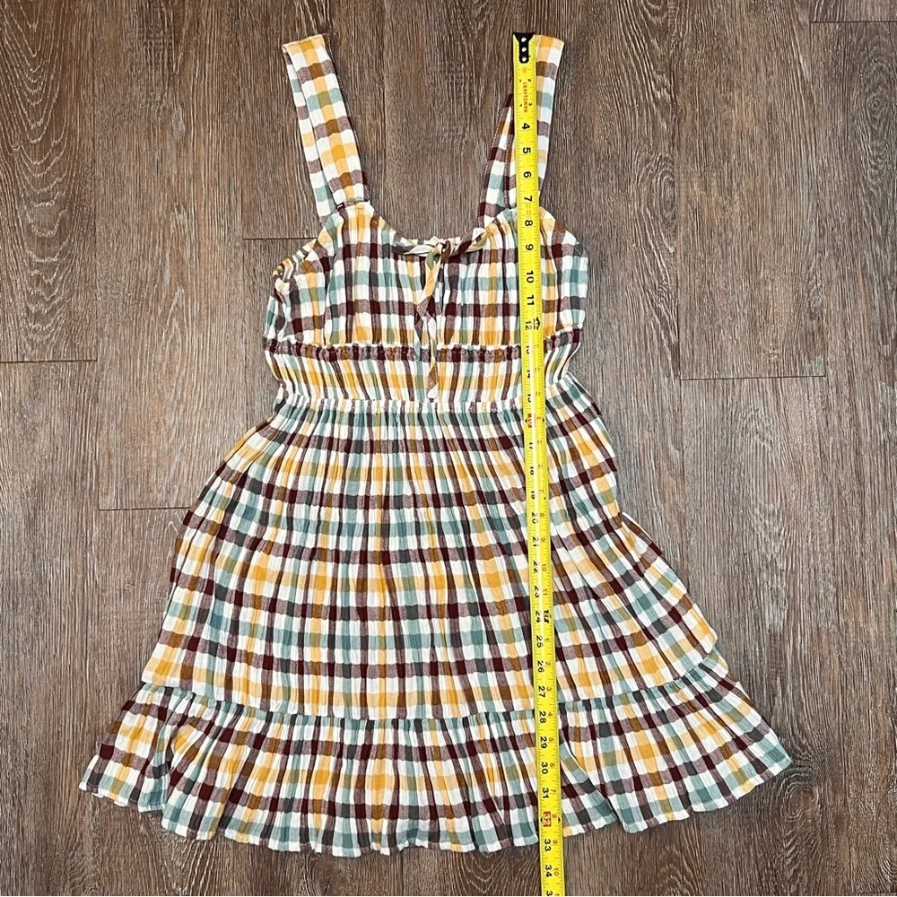 Roxy Paradise Breeze Plaid Babydoll Dress - Multi Plaid - Tiered Ruffle Mini - Picture 5 of 9